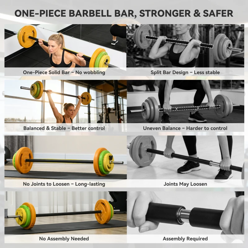 Soozier 44lbs Adjustable Barbell Weight Set with Non-slip Handle for Home Gym