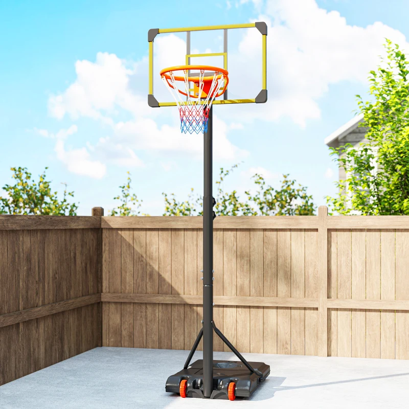 Soozier Portable Basketball Hoop, 7ft-8ft Height Adjustable Basketball System with Wheels & 28" Backboard for Youth Junior