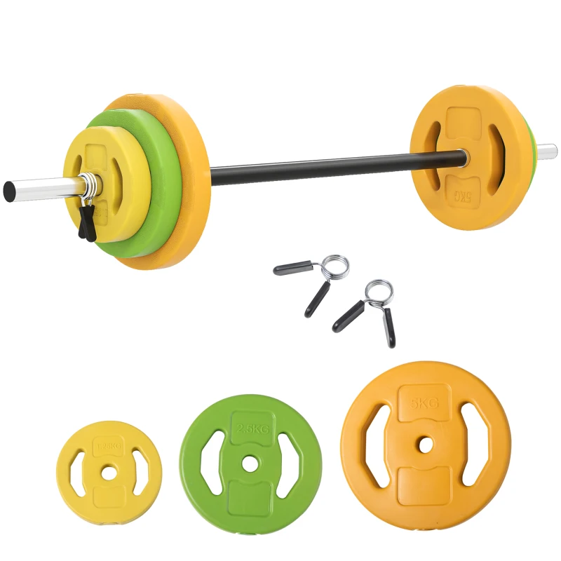 Soozier 44lbs Adjustable Barbell Weight Set with Non-slip Handle for Home Gym