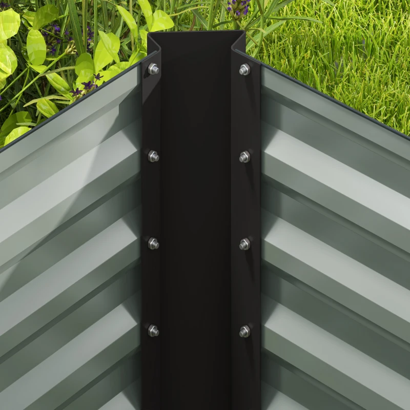 Outsunny Set of 2 Galvanized Metal Planters for Outdoor Plants, 4' x 2' x 2' Raised Garden Bed, Dark Grey