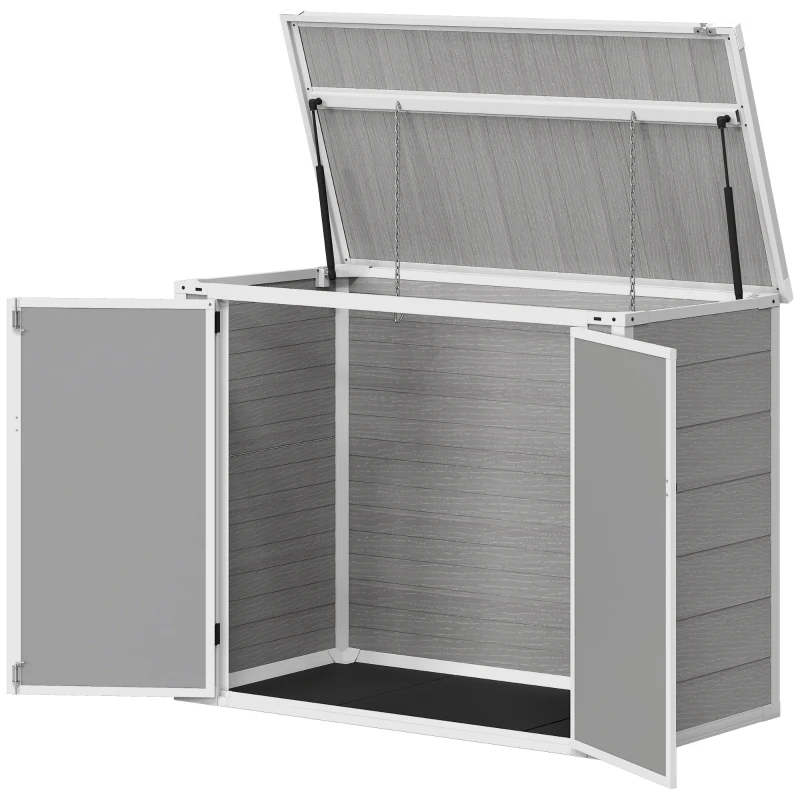 Outsunny 4.7 x 2.5FT Outdoor Horizontal Storage Shed, Lockable Trash Can Storage with Chain Lid, Gray(m-1)