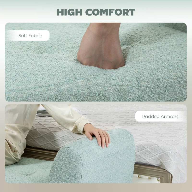 HOMCOM Upholstered Storage Bench with Arms, Modern Ottoman Bench for Bedroom, Entryway, and Living Room, Green