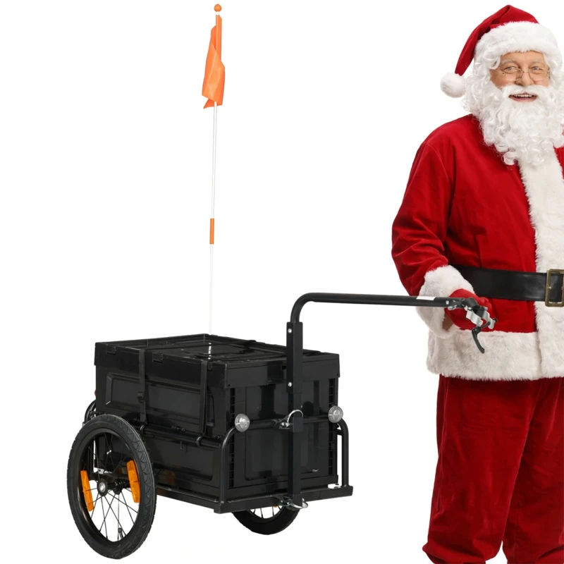 Aosom Trailer for Bike, Bicycle Cargo Trailer with Removable Storage Box, Galvanized Bottom