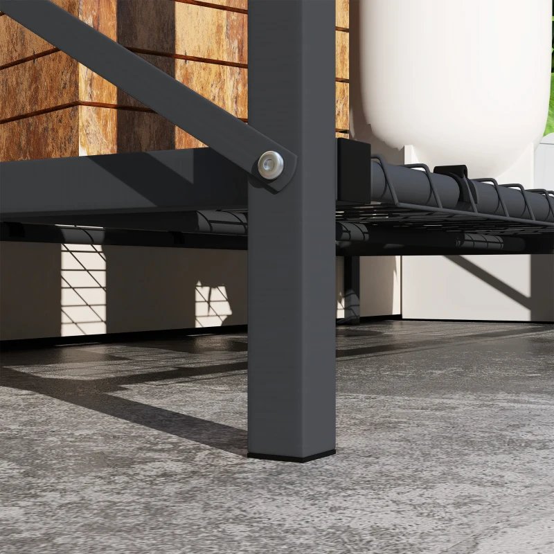 Outsunny Raised Garden Bed with Cover, Metal Elevated Planter Box with Bottom Shelf and Liner, Dark Grey