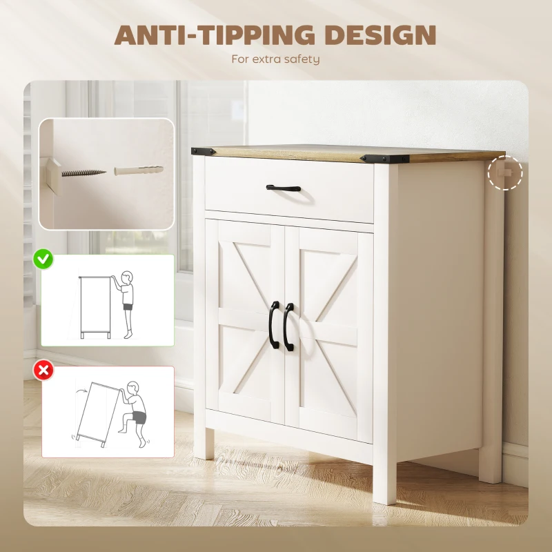 HOMCOM Sideboard Buffet Cabinet, Farmhouse Kitchen Storage Cabinet w/ Drawer and Shelf for Living Room, Entryway