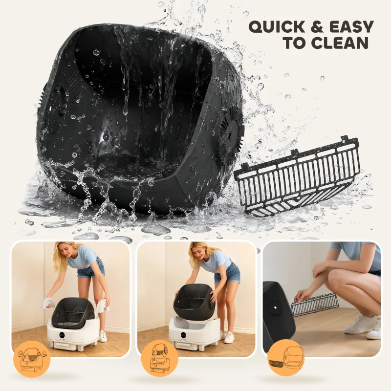 PawHut Open-Top Self Cleaning Cat Litter Box, Automatic Cat Litter Box with Integrated Safety Protection