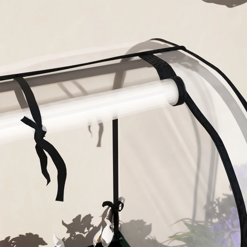 Outsunny Raised Garden Bed with Cover, Metal Elevated Planter Box with Bottom Shelf and Liner, Dark Grey