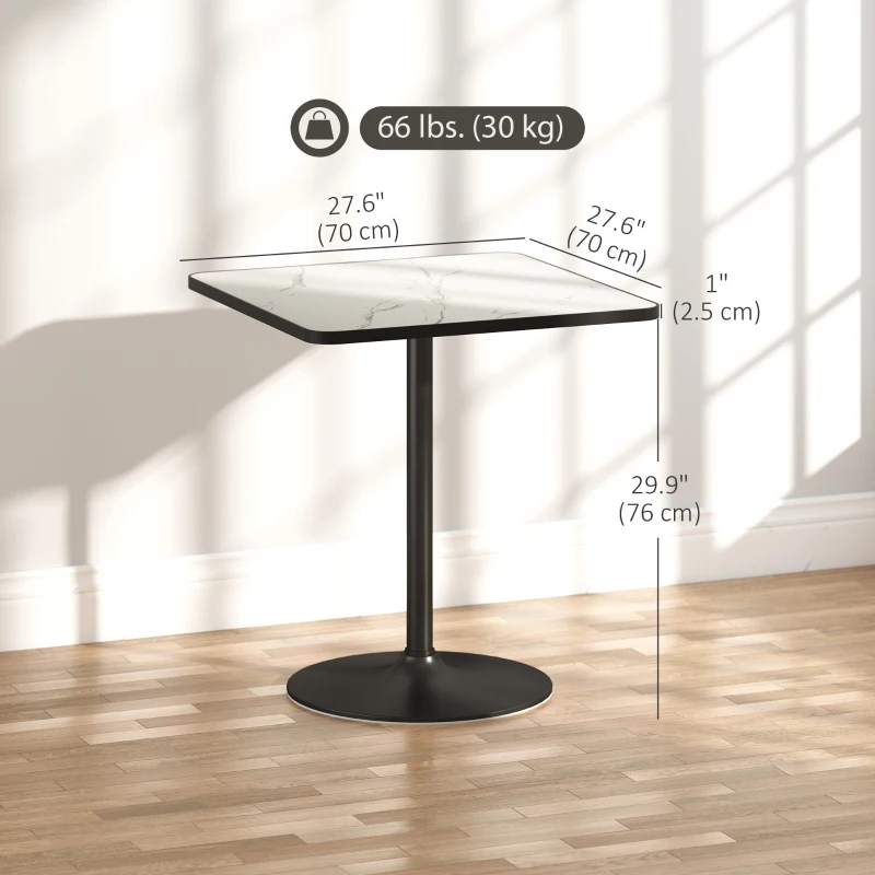 HOMCOM Dining Table for 4, Modern Kitchen Table with Marble Effect Tabletop and Round Base, White