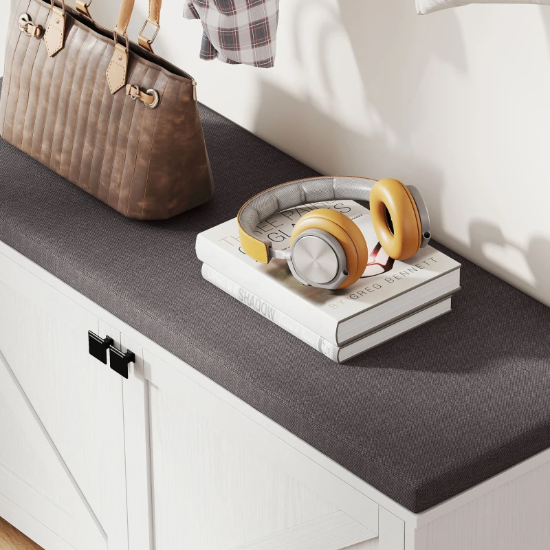 HOMCOM Shoe Storage Bench with Padded Seat, Entryway Bench Holds up to 352 lb, Shoe Organizer, 8 Pairs, White Wood Grain