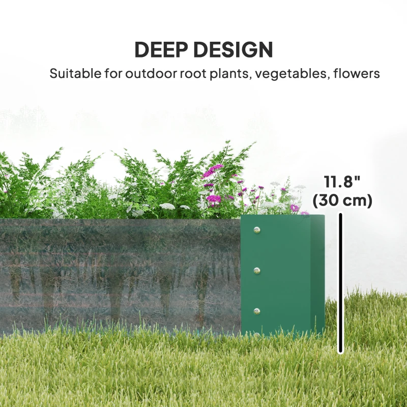 Outsunny 6 x 3 x 1ft Galvanized Raised Garden Bed, Reinforced Outdoor Planter Box with Open Bottom, Green