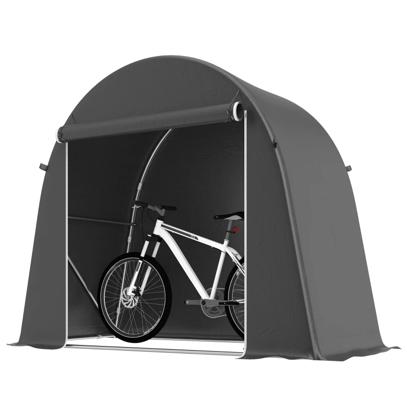 Outsunny 8' x 4' Portable Shed, Waterproof Bike Tent with Roll-up Zipper Door and Galvanised Metal Frame for Bike, Garden Tools