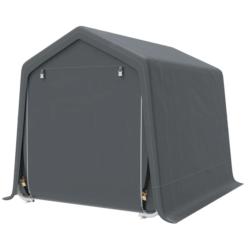 Outsunny 7.9' x 6.6' Garden Storage Tent, Patio Storage Shelter w/ Metal Frame and Double Zipper Doors, Dark Grey