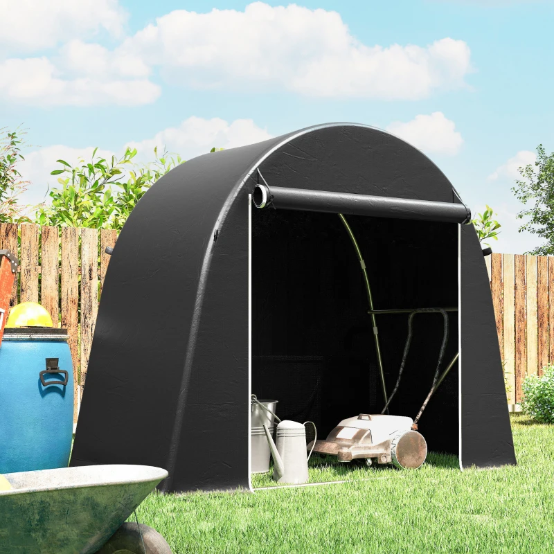 Outsunny 8' x 4' Portable Shed, Waterproof Bike Tent with Roll-up Zipper Door and Galvanised Metal Frame for Bike, Garden Tools