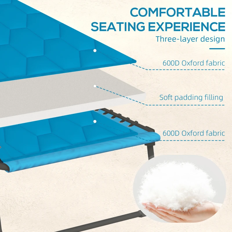 Outsunny Folding Chaise Lounge Set with Reclining Back, 25.6" x 74" x 14.2", Blue