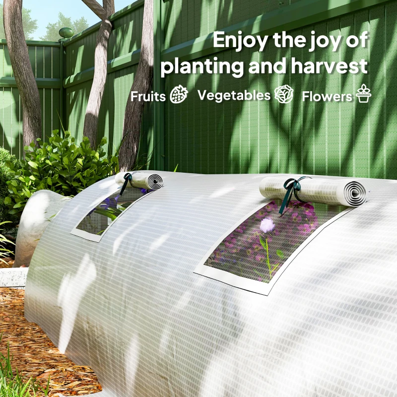 Outsunny Portable Mini Greenhouse, Tunnel Growing Tent with 5 Mesh Windows and Steel Frame,10' x 3' x 2', White