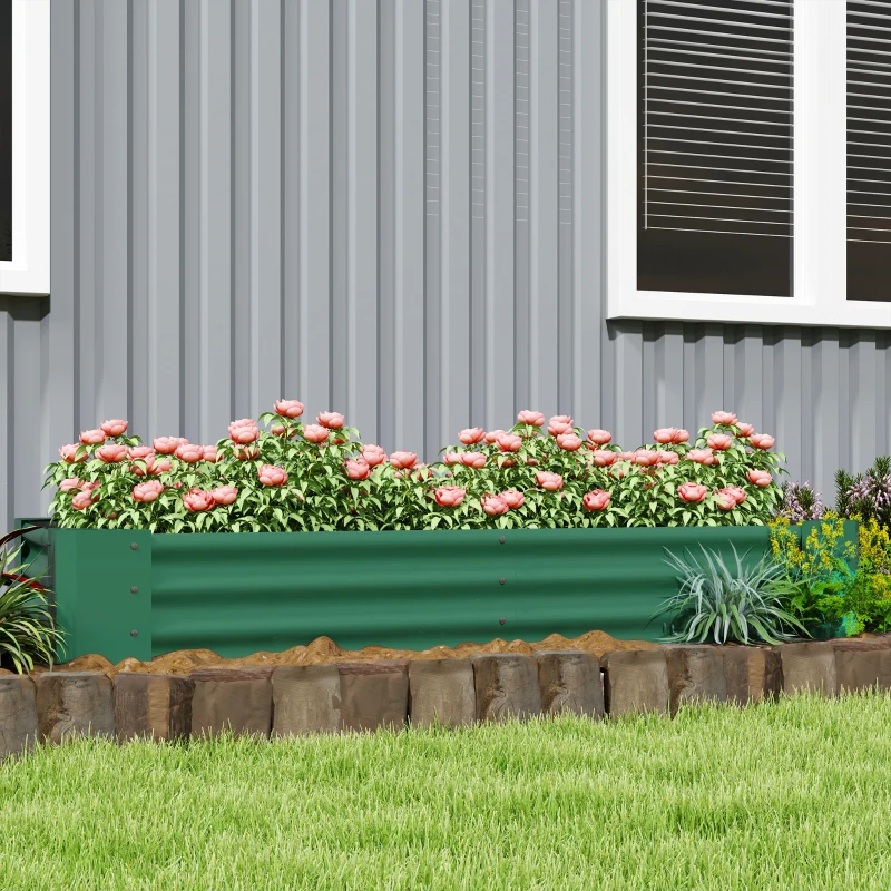 Outsunny 6 x 3 x 1ft Galvanized Raised Garden Bed, Reinforced Outdoor Planter Box with Open Bottom, Green