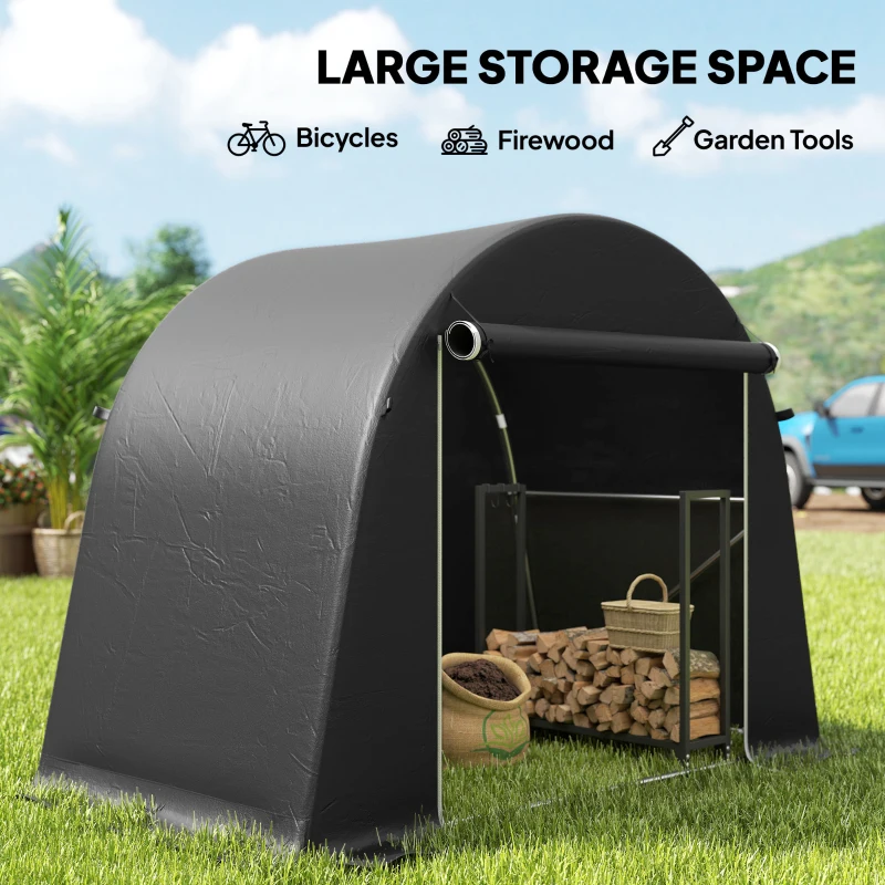 Outsunny 8' x 4' Portable Shed, Waterproof Bike Tent with Roll-up Zipper Door and Galvanised Metal Frame for Bike, Garden Tools