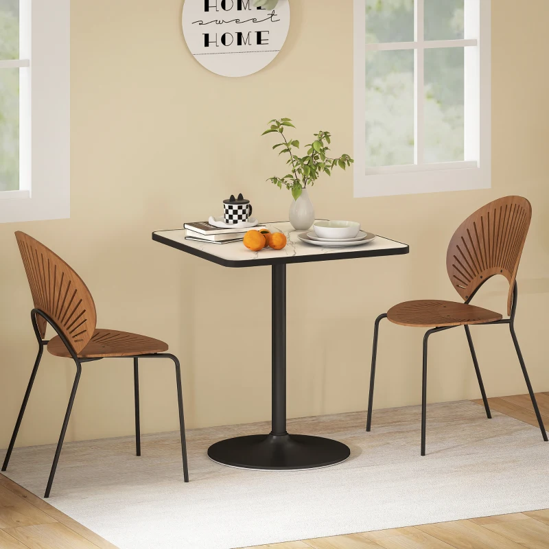 HOMCOM Dining Table for 4, Modern Kitchen Table with Marble Effect Tabletop and Round Base, White