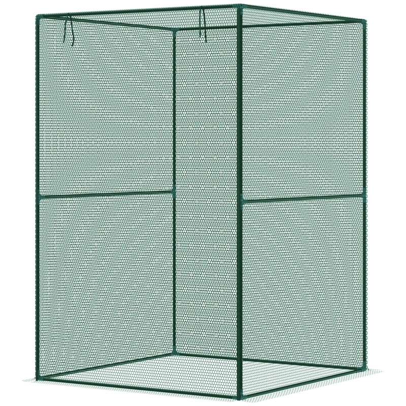 Outsunny 4' x 4' Walk-in Greenhouse, Garden Planting Warm House With Roll-Up Zipper Door for Seedlings Herbs Flowers, Dark Green
