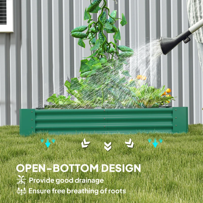 Outsunny 6 x 3 x 1ft Galvanized Raised Garden Bed, Reinforced Outdoor Planter Box with Open Bottom, Green