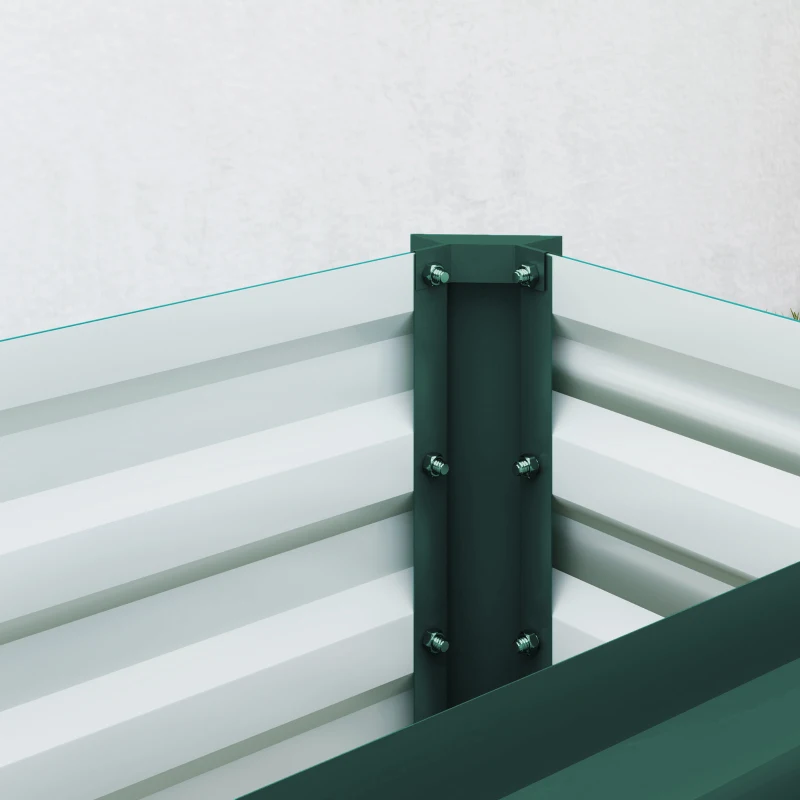 Outsunny 8 x 1.3 x 1.5ft Galvanized Raised Garden Bed, Reinforced Outdoor Planter Box with Open Bottom, Green