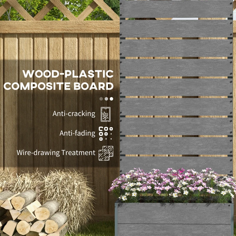 Outsunny Raised Garden Bed with Trellis, Freestanding Elevated Planter Box for Climbing Vines, 28" x 15" x 59", Dark Grey