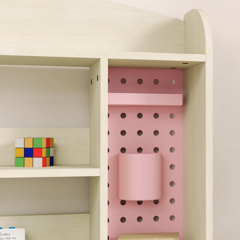 Qaba Kids Desk and Chair Set with Tilt Desktop, Adjustable Height, Drawer and Shelves for Boys Girls Ages 3-12, Pink