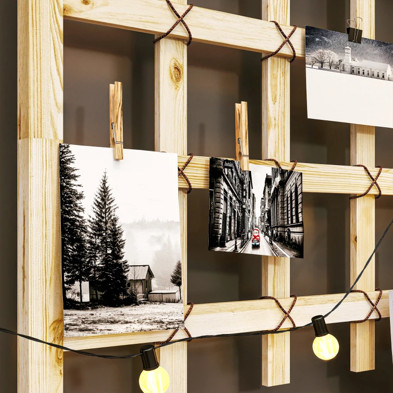 Outsunny Wooden Planter with Trellis, Raised Garden Bed with Wheels, Drainage Holes for Climbing Plants, Flowers, Nature Wood