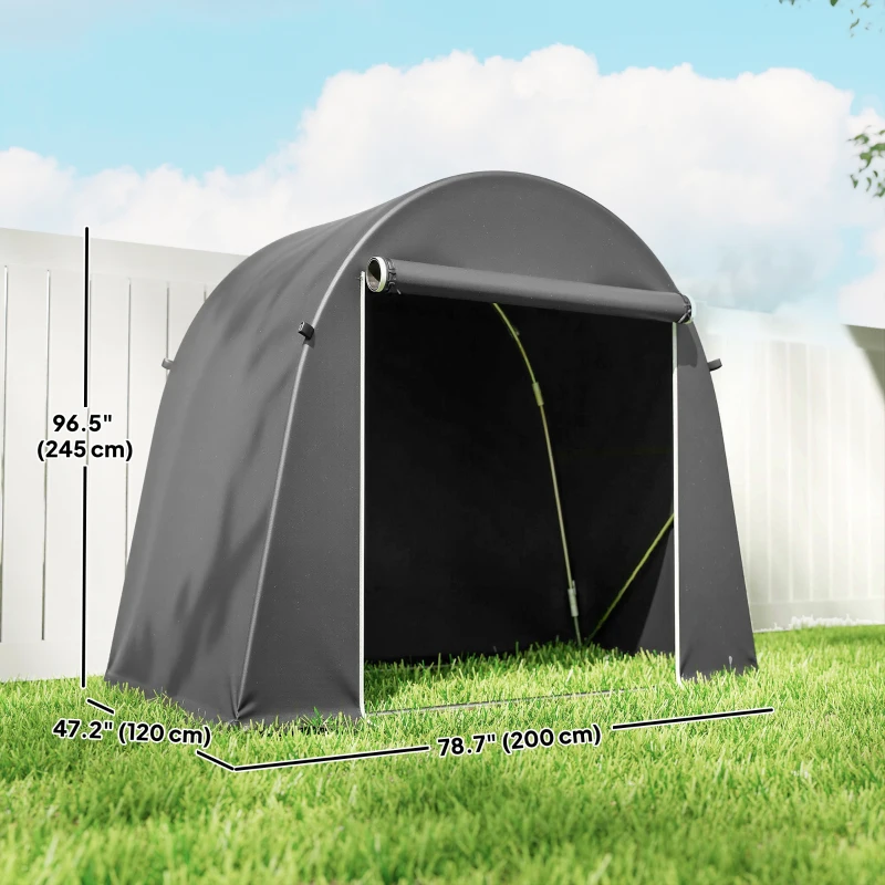 Outsunny 8' x 4' Portable Shed, Waterproof Bike Tent with Roll-up Zipper Door and Galvanised Metal Frame for Bike, Garden Tools