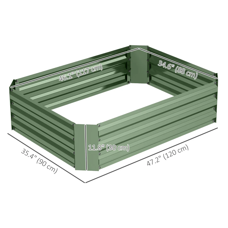 Outsunny Galvanized Raised Garden Bed, 4' x 3' x 1' Outdoor Metal Planter Box, Raised Bed for Growing Flowers Herbs, Dark Green