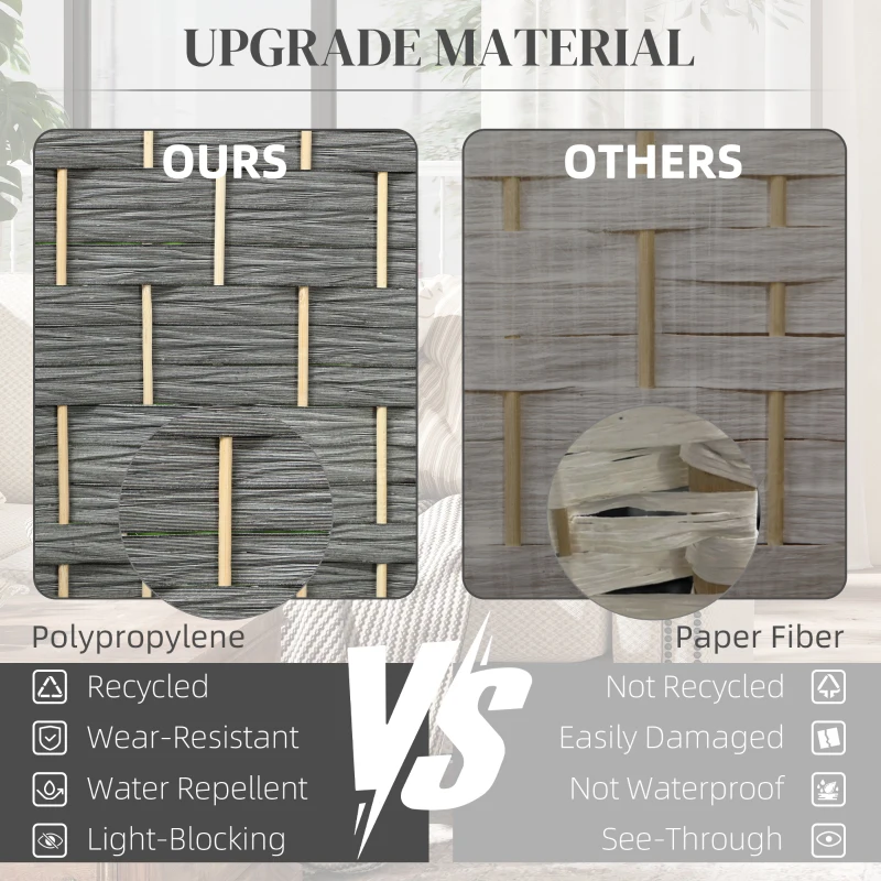 HOMCOM 6 FT Privacy Screen, 4 Panel Room Divider with Shelves for Living Room Bedroom Home Office, Grey