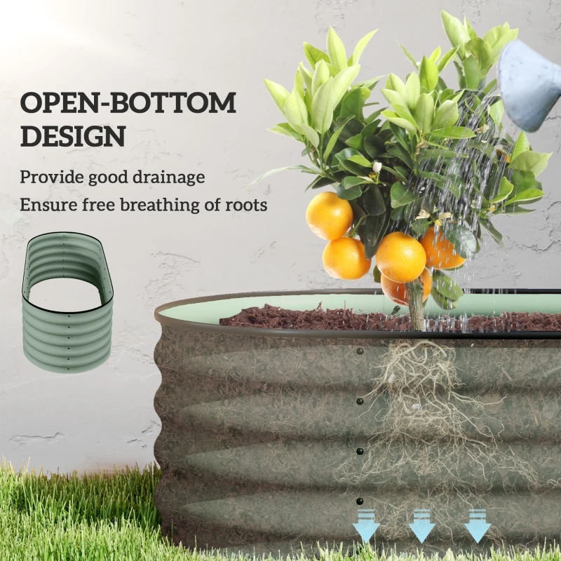 Outsunny 5 x 2 x 1.5 FT Galvanized Steel Raised Garden Bed, Metal Garden Bed Planter Box with Safety Edging, Green