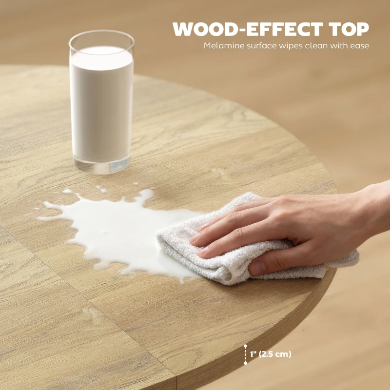 HOMCOM 39.5"-53" Extendable Dining Table for 4-6, Industrial Kitchen Table with Butterfly Leaf and X-Shape Base, Natural Wood