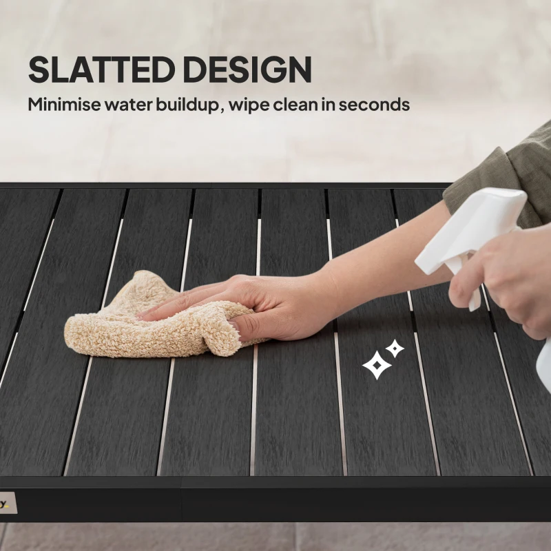 Outsunny Patio Dining Table for 8, Rectangular Aluminum Outdoor Table for Garden Lawn Backyard, Black