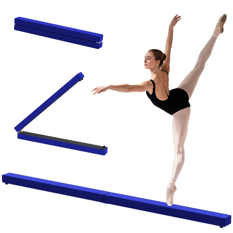 Soozier 7ft Folding Balance Beam, Gymnastics Beam with Wood Core, Blue