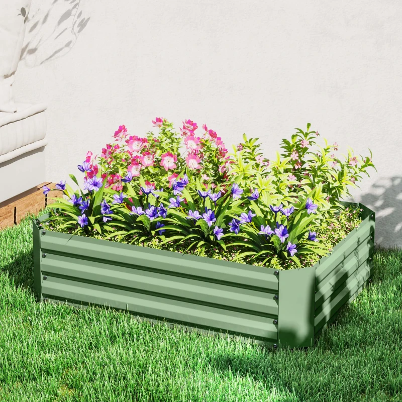 Outsunny Galvanized Raised Garden Bed, 4' x 3' x 1' Outdoor Metal Planter Box, Raised Bed for Growing Flowers Herbs, Dark Green