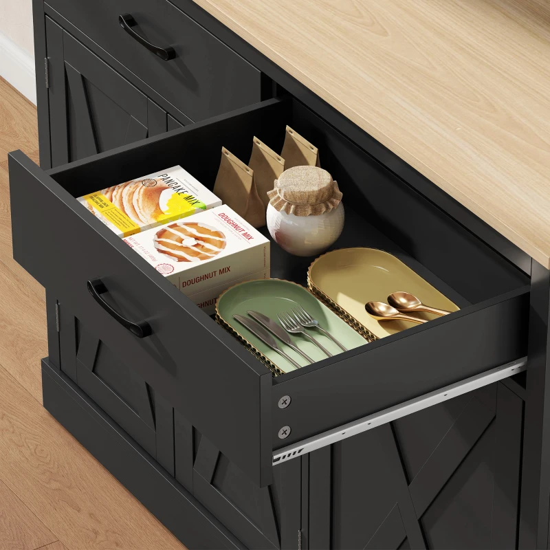 HOMCOM 69" Pantry Cabinet with Charging Station, Kitchen Storage Cabinet with Microwave Stand, Tilt-Out Trash Can, Black