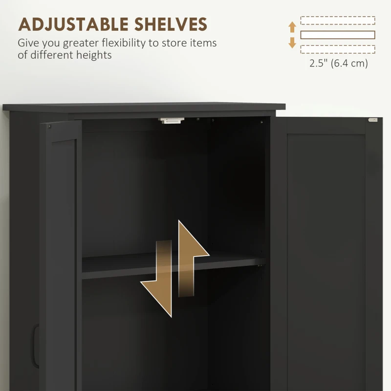 HOMCOM 60" 4-Door Storage Cabinet Multi-Storey Large Space Pantry with Adjustable Shelves Black