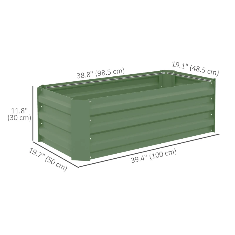 Outsunny Set of 2 Raised Garden Bed, Steel Elevated Planter Box for Flowers, Herbs, Succulents, 39"x20"x12", Green