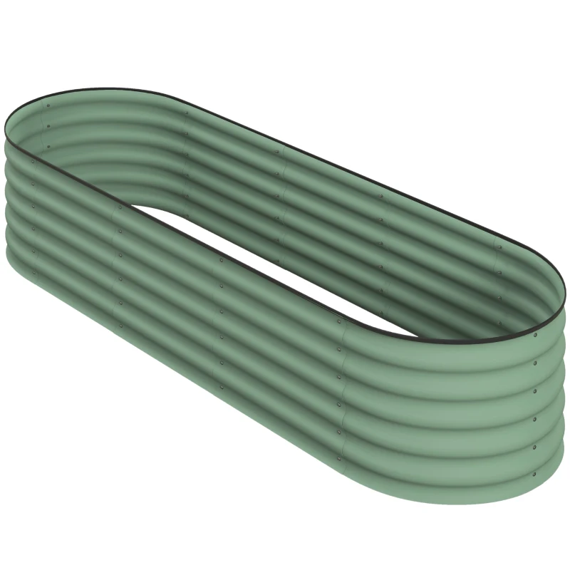 Outsunny 6.5 x 2 x 1.5 FT Galvanized Steel Raised Garden Bed, Metal Garden Bed Planter Box with Safety Edging, Green