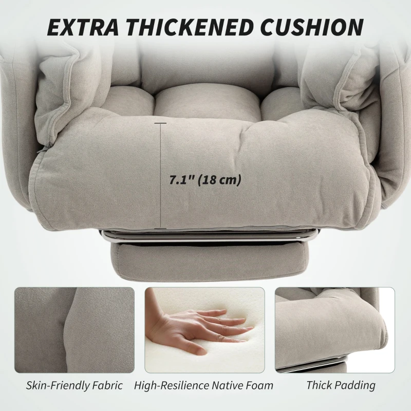 HOMCOM High Back Office Chair, Reclining Desk Chair with Footrest, High Resilience Foam, Rolling Wheels, Light Taupe Gray