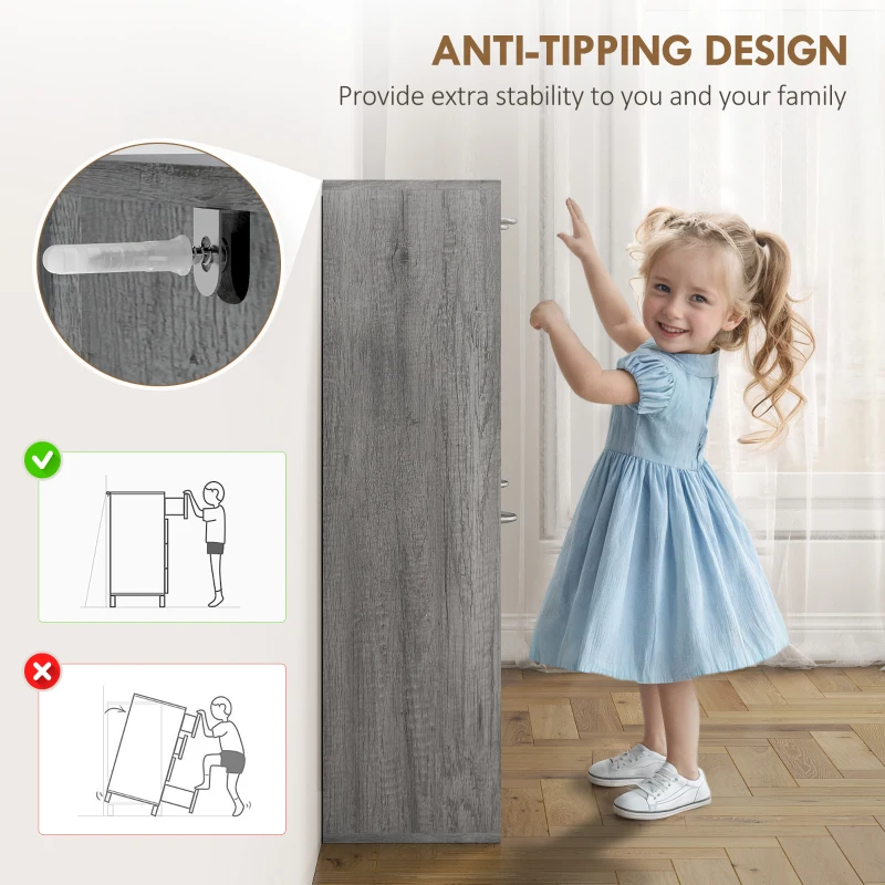 HOMCOM Shoe Storage Cabinet with 4 Flip Drawers, Narrow and Slim, 20 Pair of Shoes Organizer for Hallway, Entryway, Grey