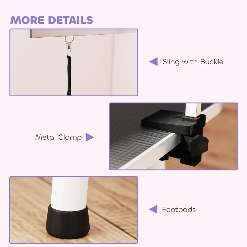 PawHut Foldable Pet Grooming Table for Dogs Cats with Adjustable Arm, Non-slip Surface, Black