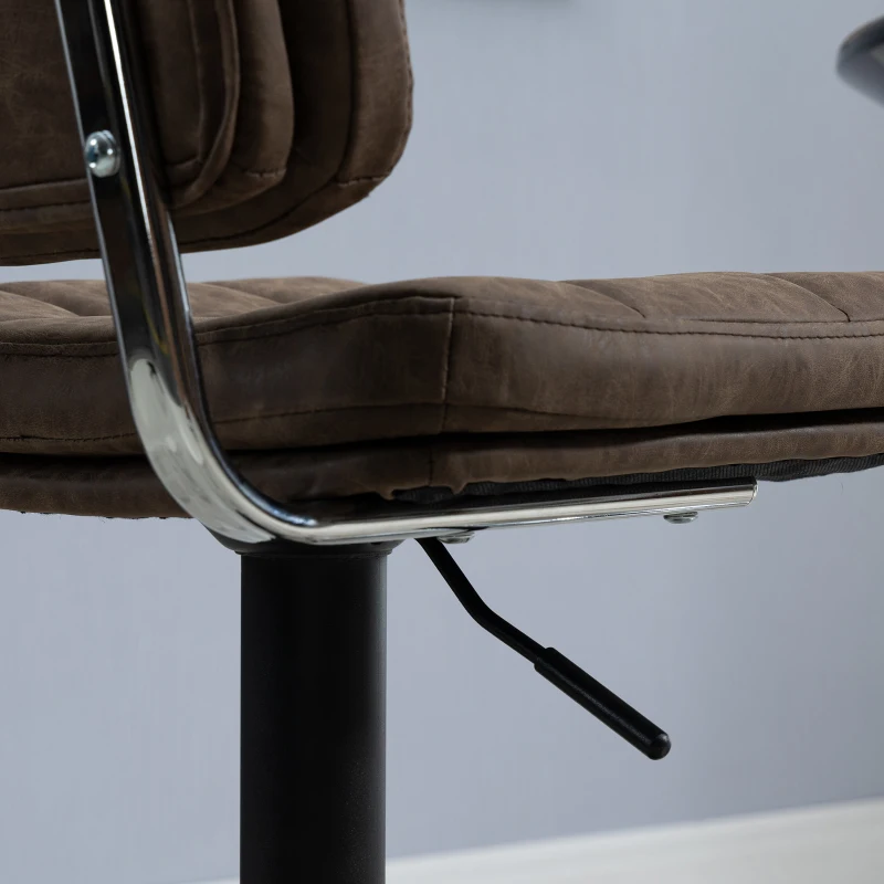 HOMCOM Bar Stools Set of 2, Swivel Counter Height Barstools with Adjustable Height, Back and Footrest, PU Leather Bar Chairs