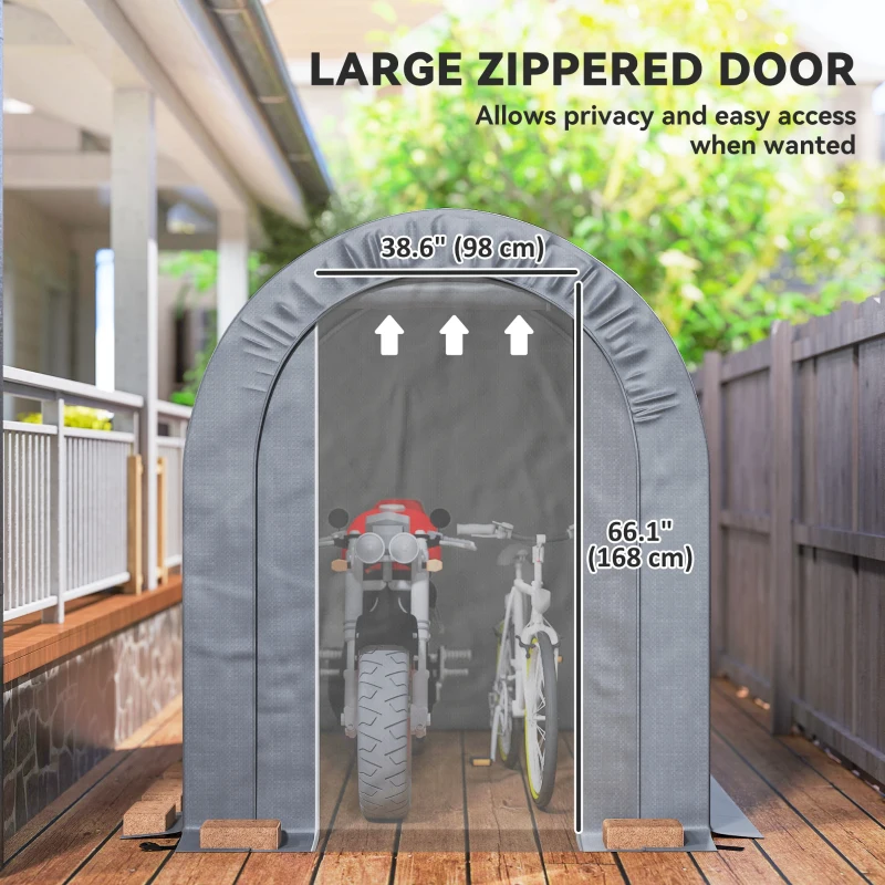 Outsunny 5' x 8' Outdoor Storage Shed, Heavy Duty Galvanized Steel Portable Shed for Bike, Motorcycle, Garden Tools, Light Grey
