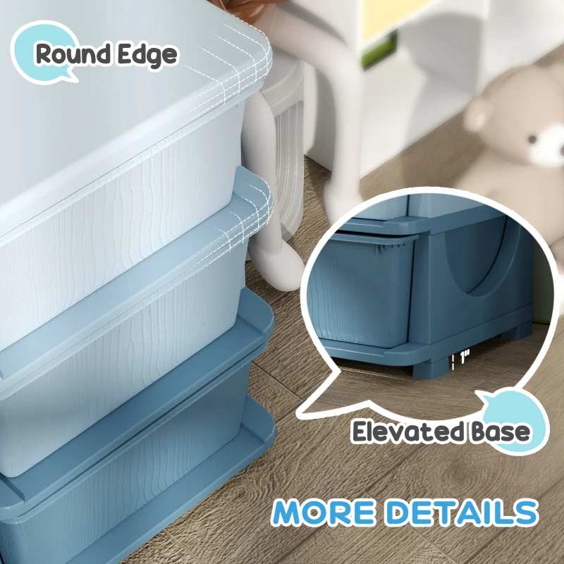 Qaba 3 Tier Kids Storage Unit, Toy Organizers and Storage with 6 Drawer Chest for Kids Bedroom Nursery Kindergarten Living Room for Boys Girls Toddlers, Blue