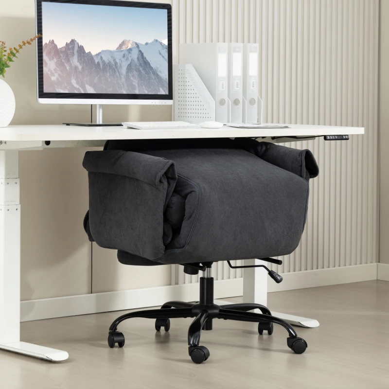 HOMCOM High Back Office Chair, Reclining Desk Chair with Footrest, High Resilience Foam, Rolling Wheels, Dark Gray