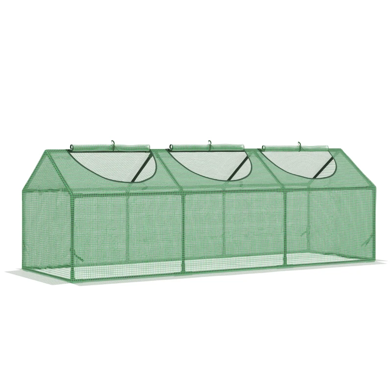 Outsunny Portable Mini Tunnel Greenhouse Garden Planting Warm House with 3 Windows, 71" x 24" x 24", Green