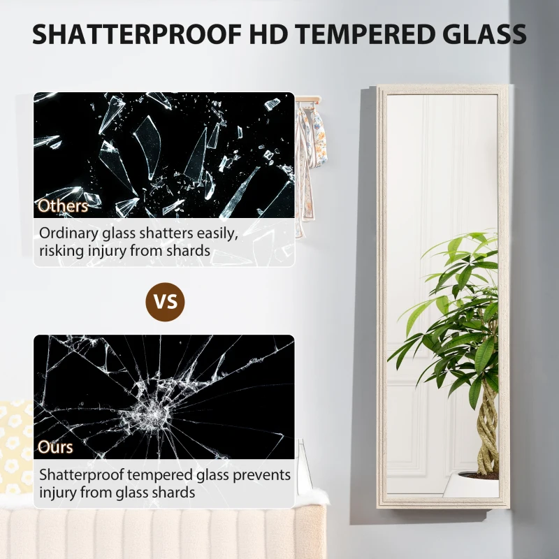 HOMCOM 64" x 21" Full Length Mirror, Standing, Wall-Mounted or Leaning Against Wall, for Bedroom, Living Room, White