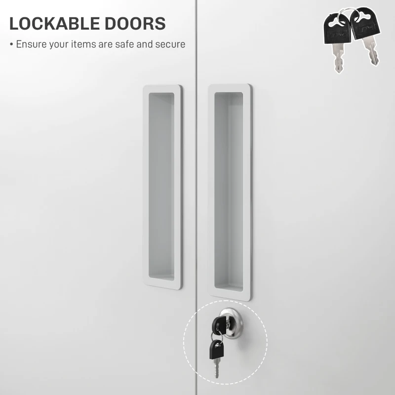 HOMCOM 71" Tall Garage Cabinet, Metal Storage Cabinet with 2 Doors, 4 Adjustable Shelves for Home Office, Study, Garage, White